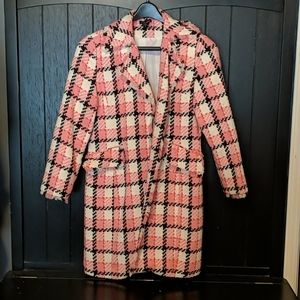 Plaid trench style coat